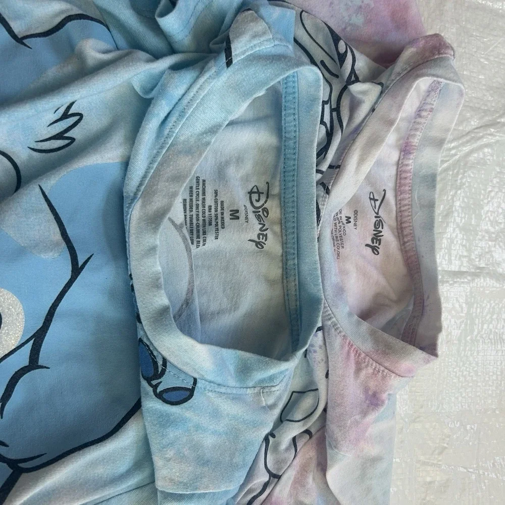 Girl's Disney Stitch Graphic Tee 2-Pack Tie-Dye Short Sleeve Shirts Size M